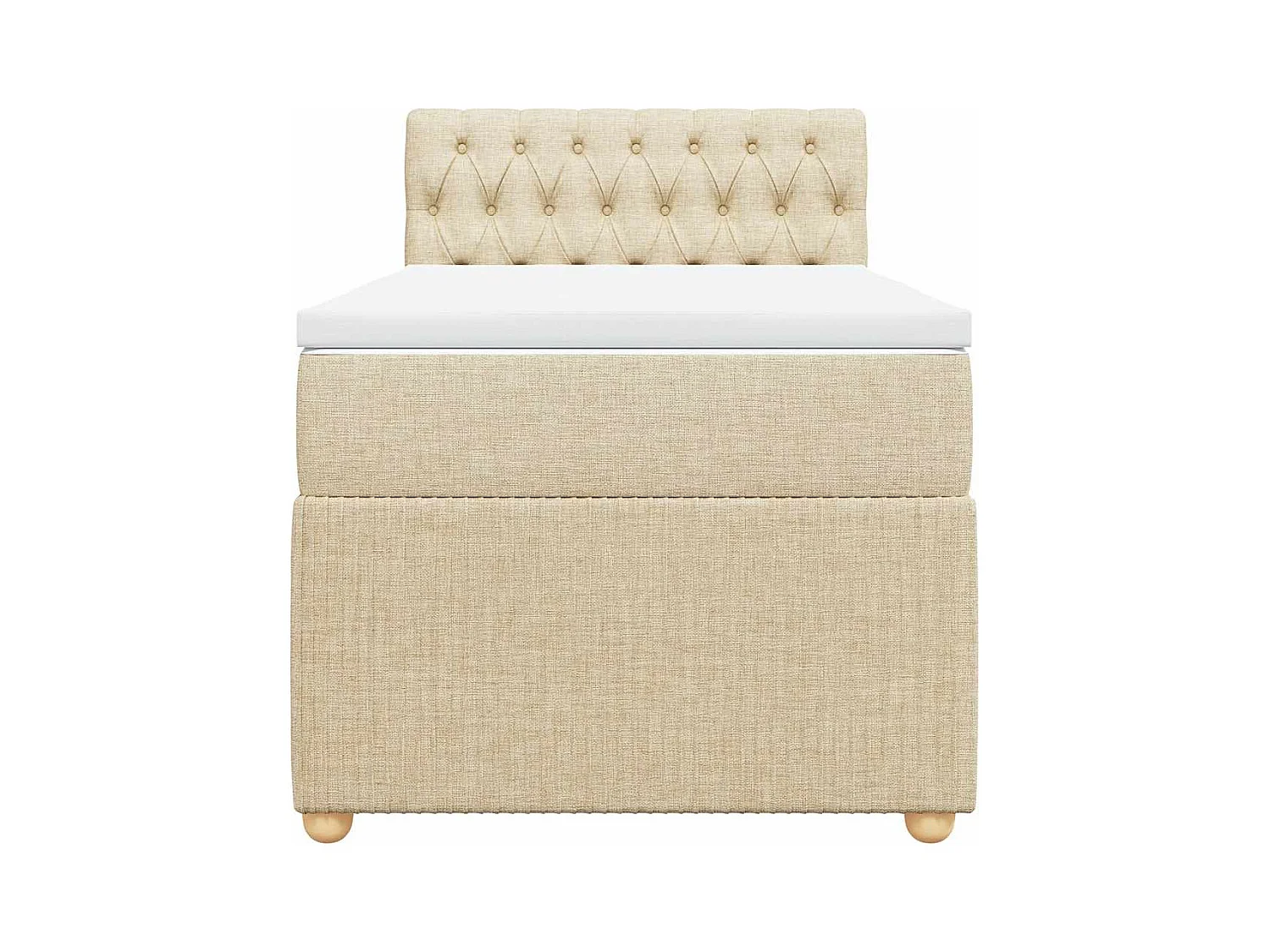 Sommier à lattes de lit et matelas Crème 90x190 cm Tissu