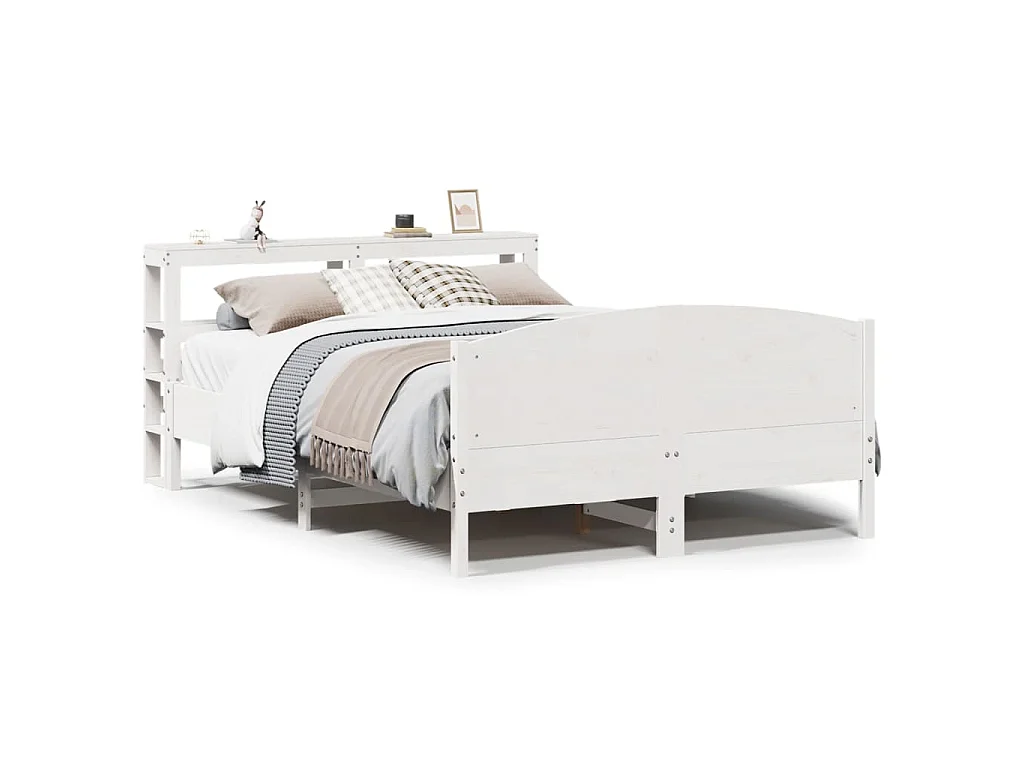 Massivholzbett ohne Matratze Weiß 140x190 cm Kiefernholz