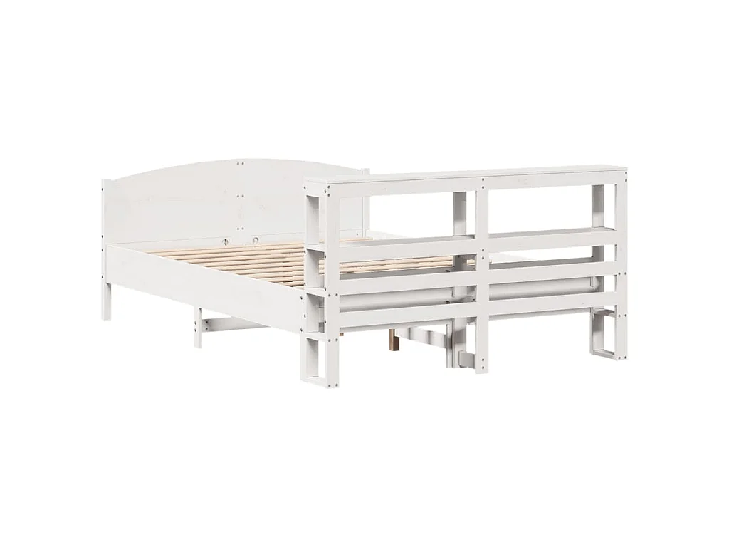 Massivholzbett ohne Matratze Weiß 140x190 cm Kiefernholz