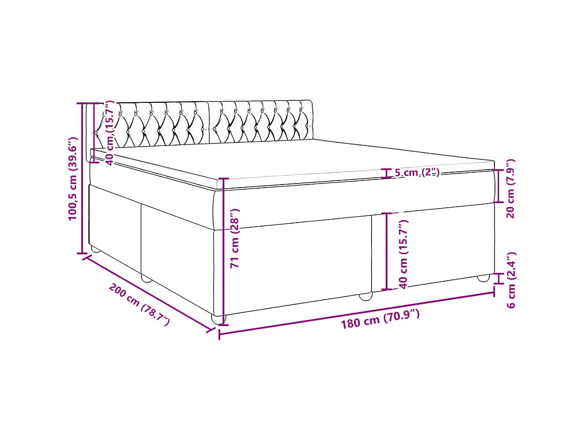 Boxspringbett mit Matratze Schwarz 180x200 cm Stoff
