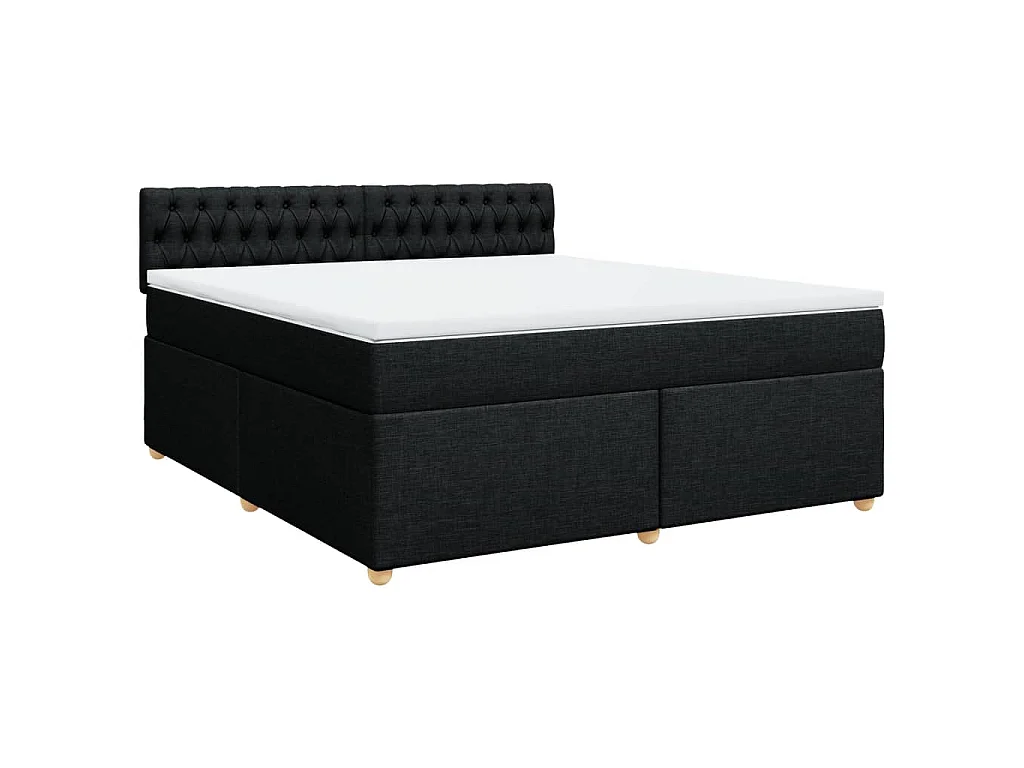 Sommier à lattes de lit avec matelas Noir 180x200 cm Tissu