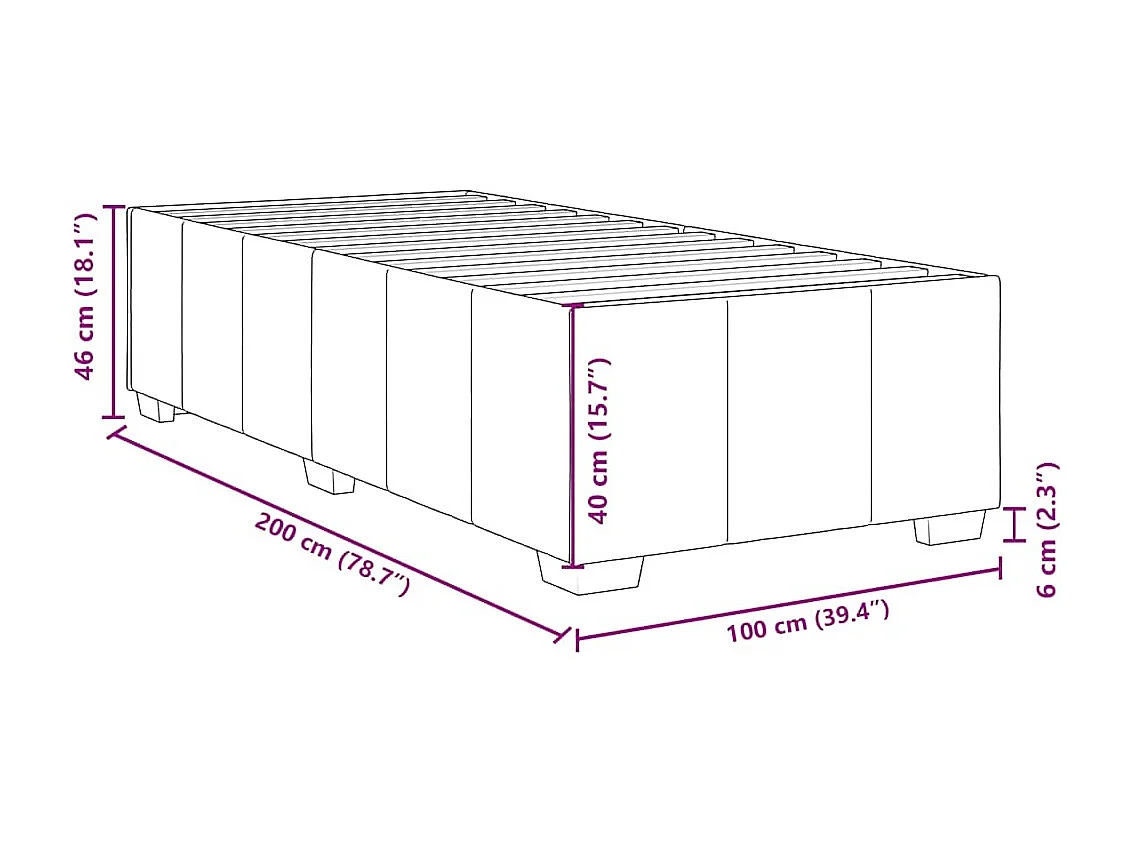 Cadre de lit sans matelas crème 100x200 cm tissu