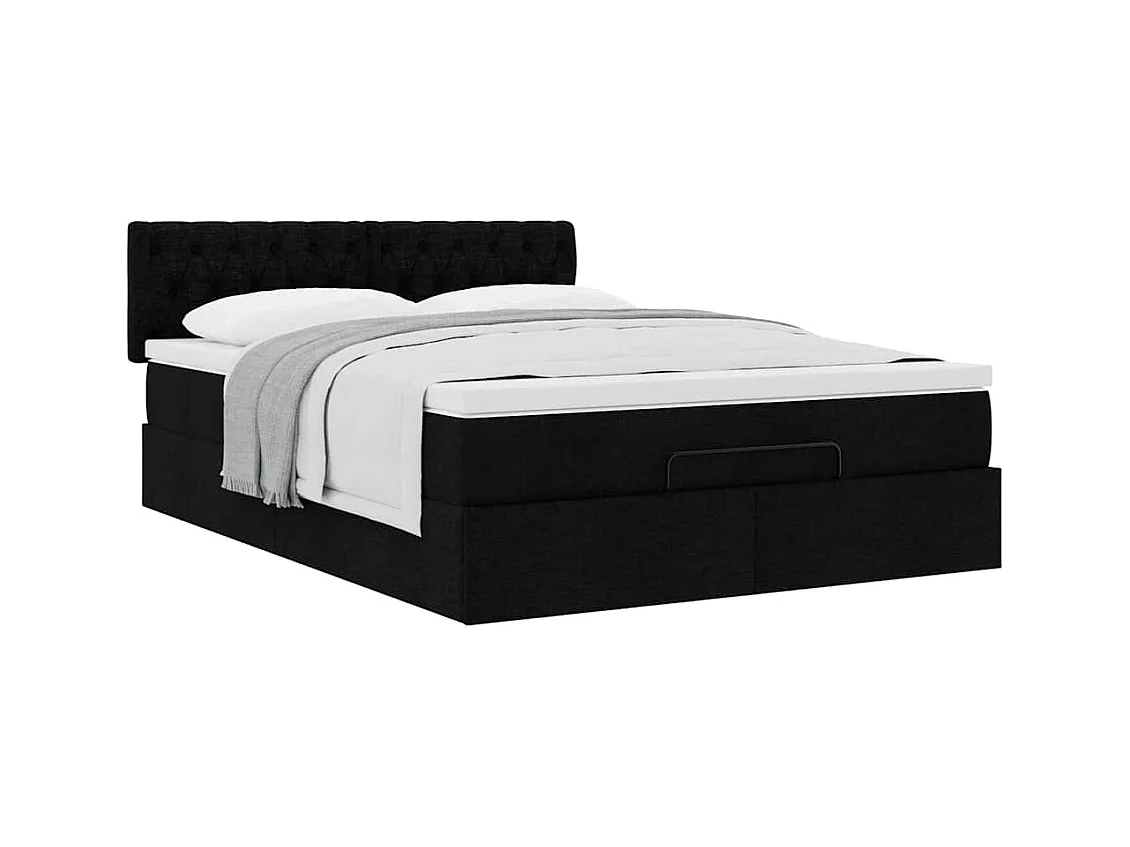 Ottoman-Bett mit Matratze Schwarz 140x200 cm Stoff