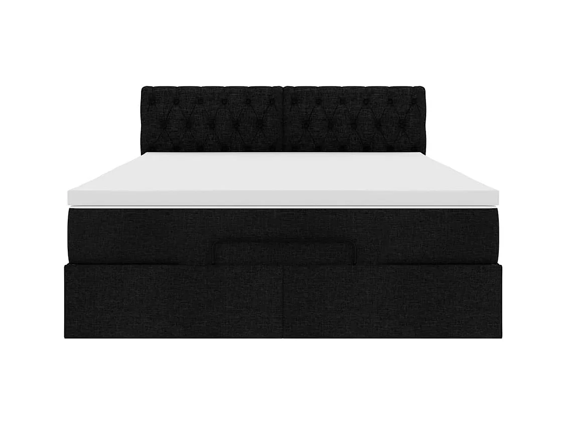 Ottoman-Bett mit Matratze Schwarz 140x200 cm Stoff