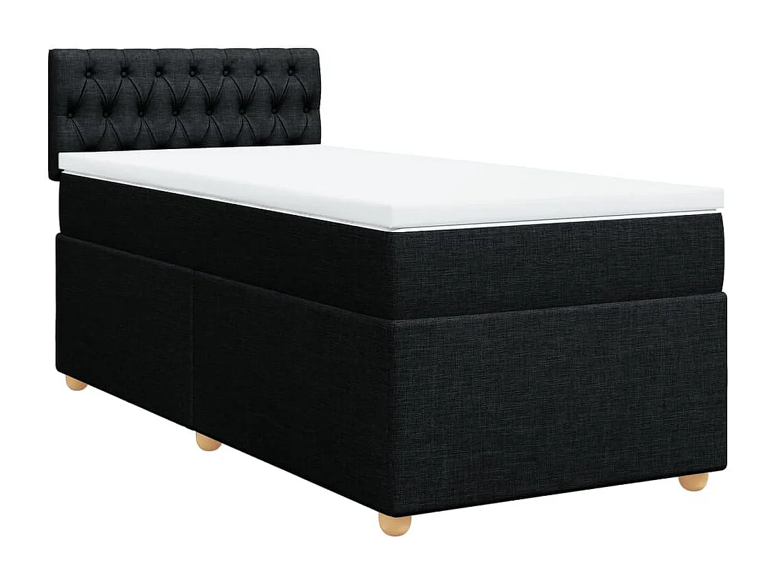 Cama box spring con colchón tela negro 100x200 cm