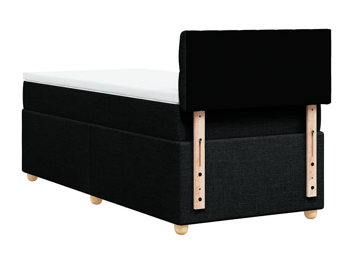 Cama box spring con colchón tela negro 100x200 cm