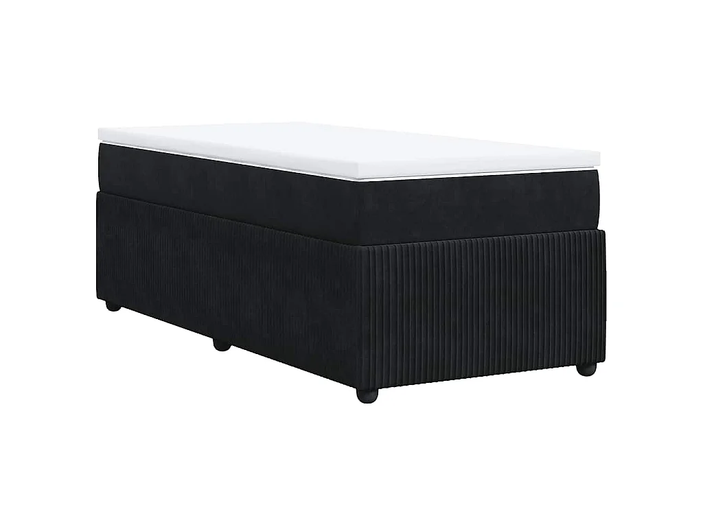 Giroletto a Molle con Materasso Nero 90x190 cm in Velluto