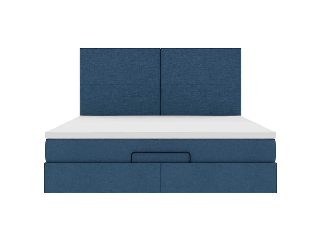 Cadre de lit ottoman avec matelas bleu 180x200 cm tissu