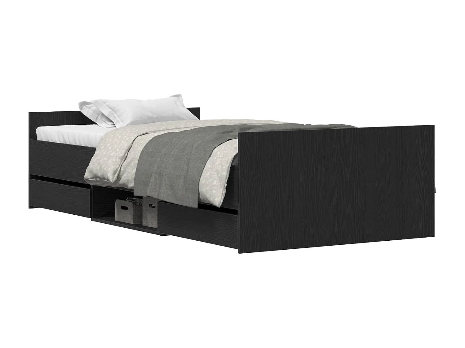 Struttura del letto Rovere nero 90 x 190 cm Legno multistrato