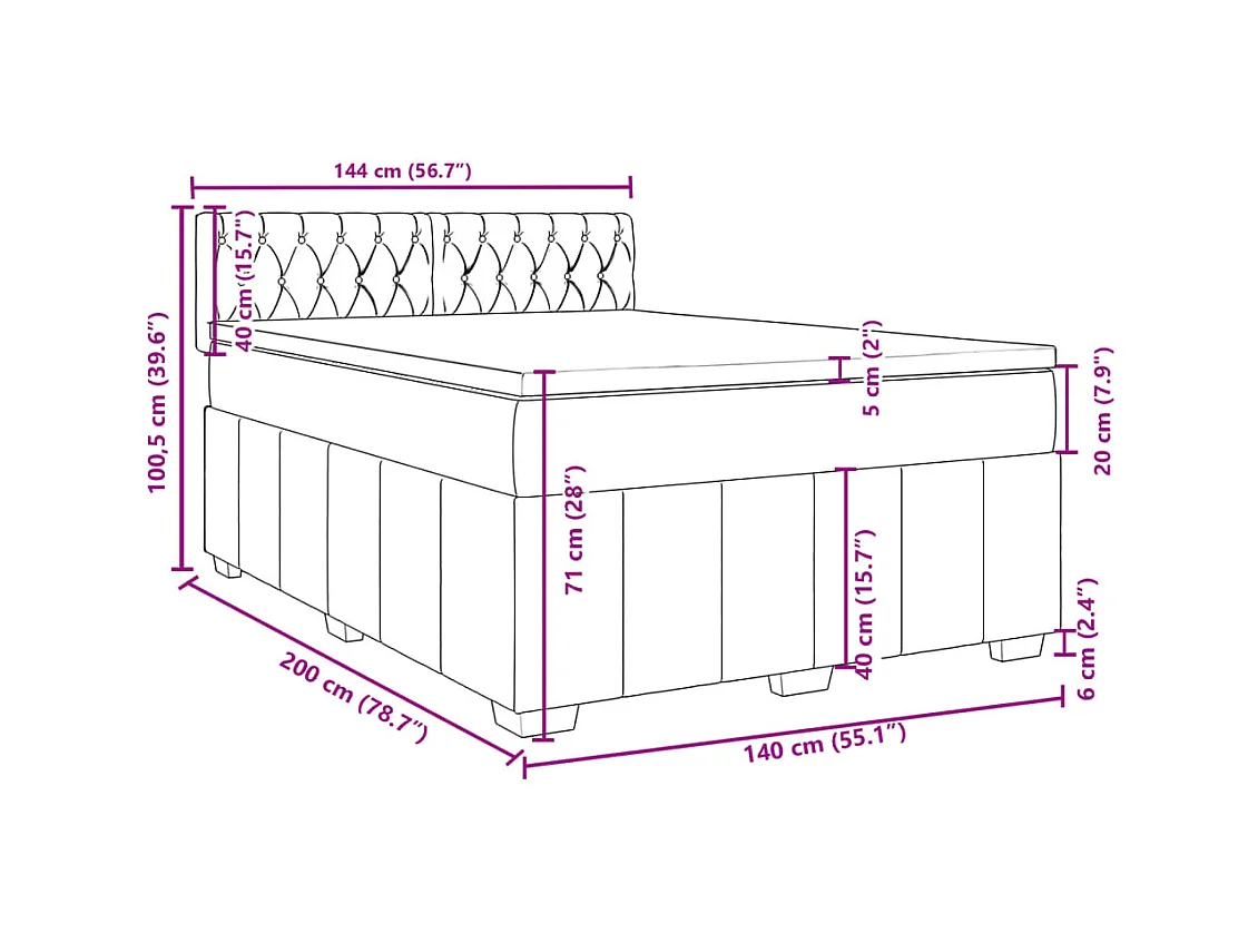 Boxspring met matras stof zwart 140x200 cm