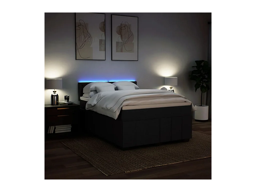 Boxspring met matras stof zwart 140x200 cm