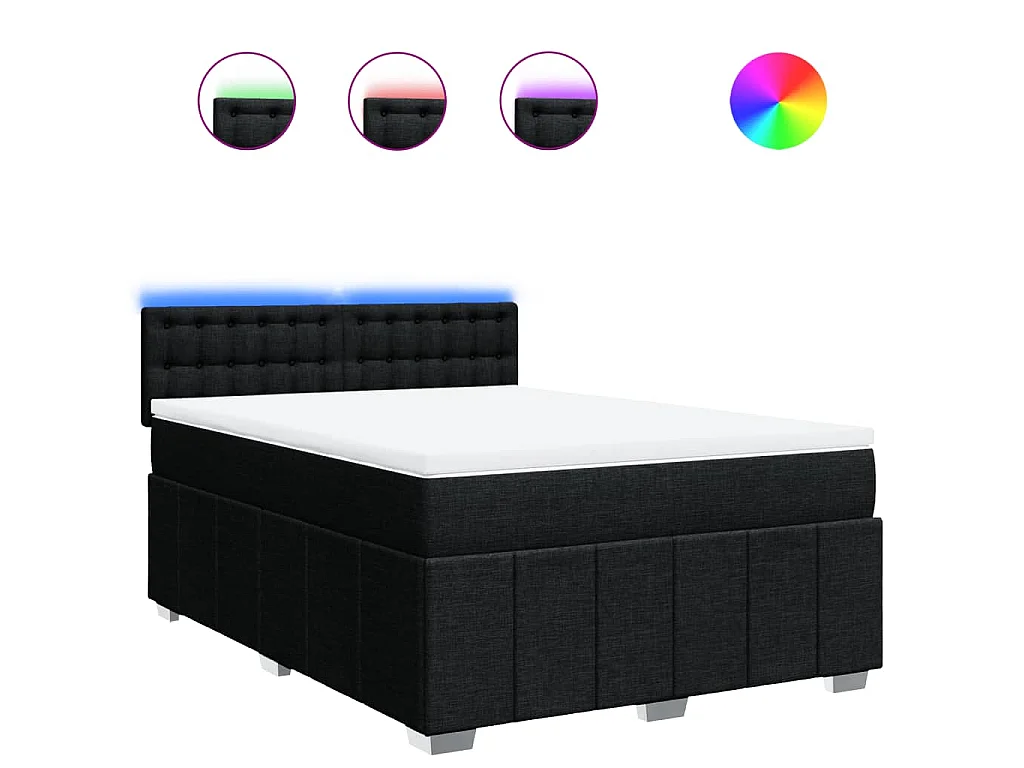 Boxspringbett mit Matratze Schwarz 140x200 cm Stoff