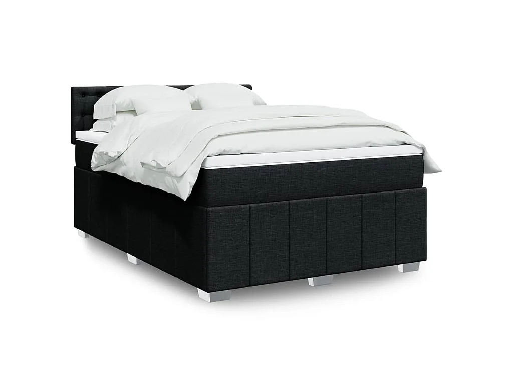 Boxspringbett mit Matratze Schwarz 140x200 cm Stoff