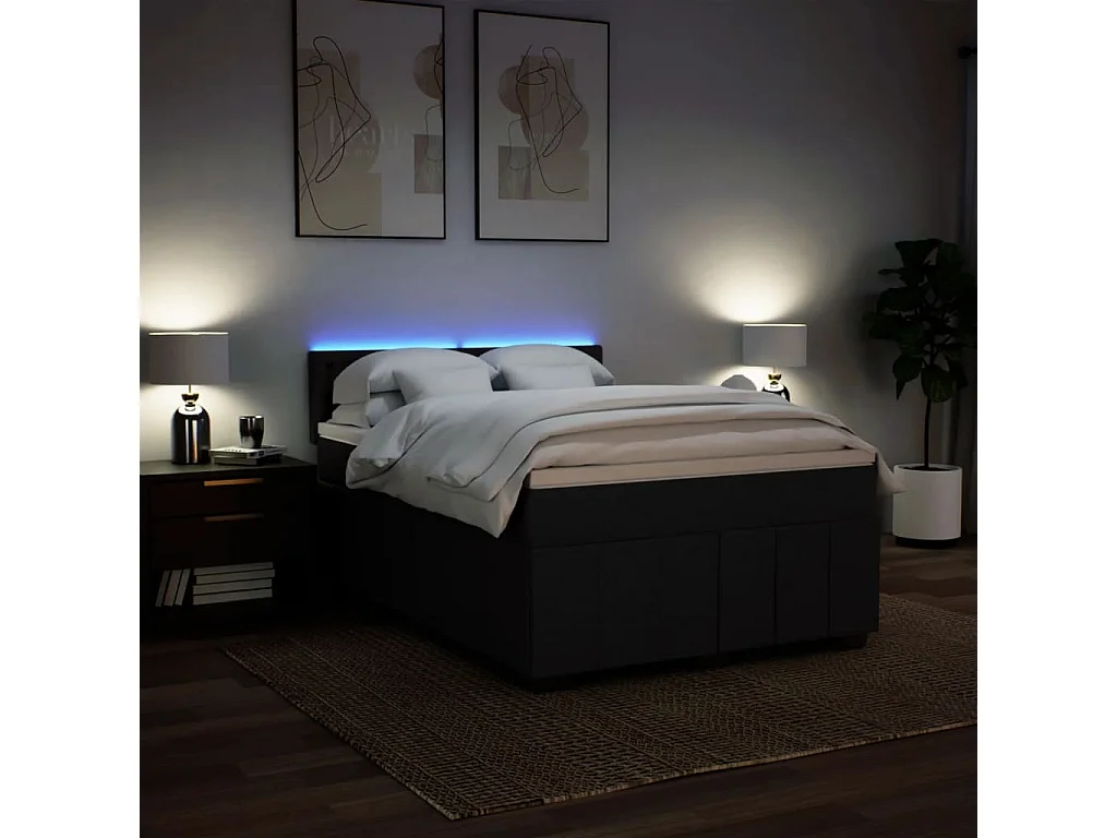 Boxspringbett mit Matratze Schwarz 140x200 cm Stoff