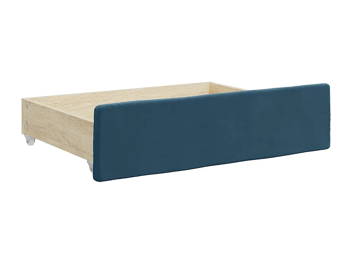 Divano Letto Estraibile con Cassetti Blu 100x200 cm in Velluto