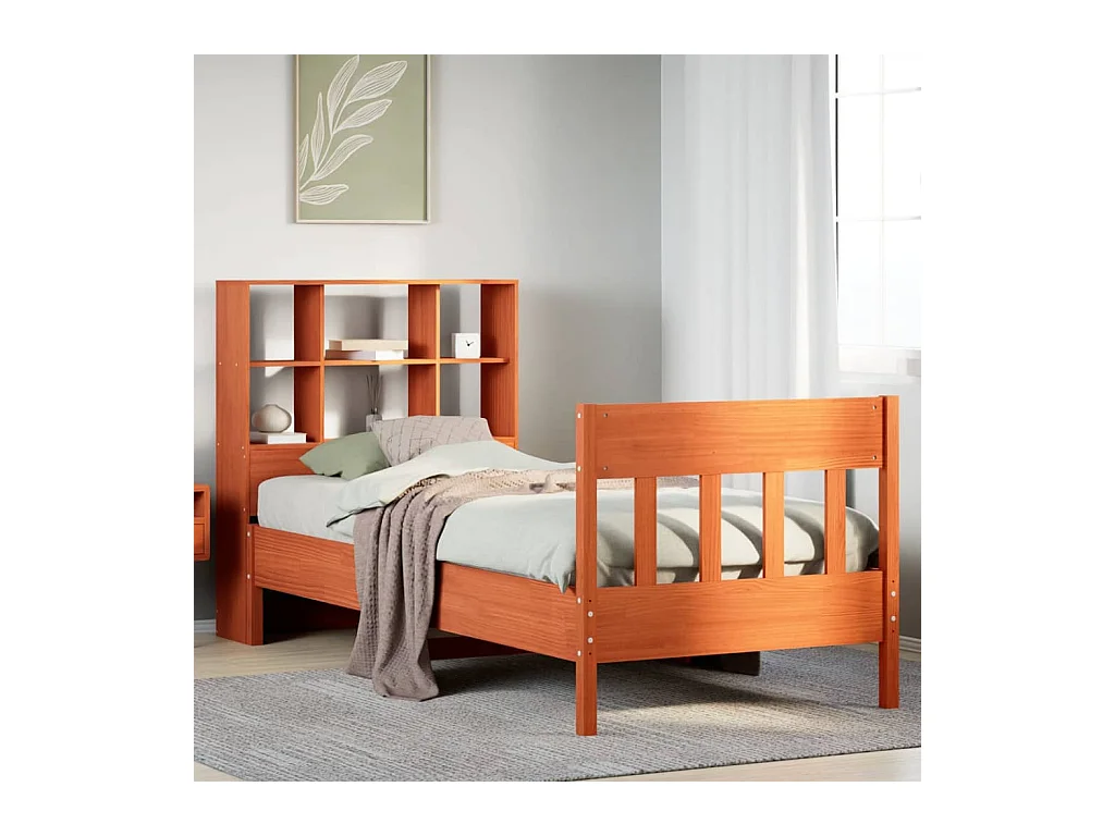 Cadre de lit sans matelas cire marron 90x200 cm bois pin massif