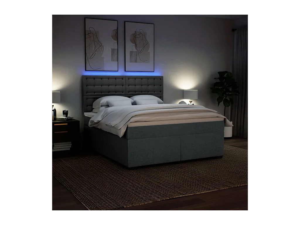 Boxspring met matras stof donkergrijs 180x200 cm