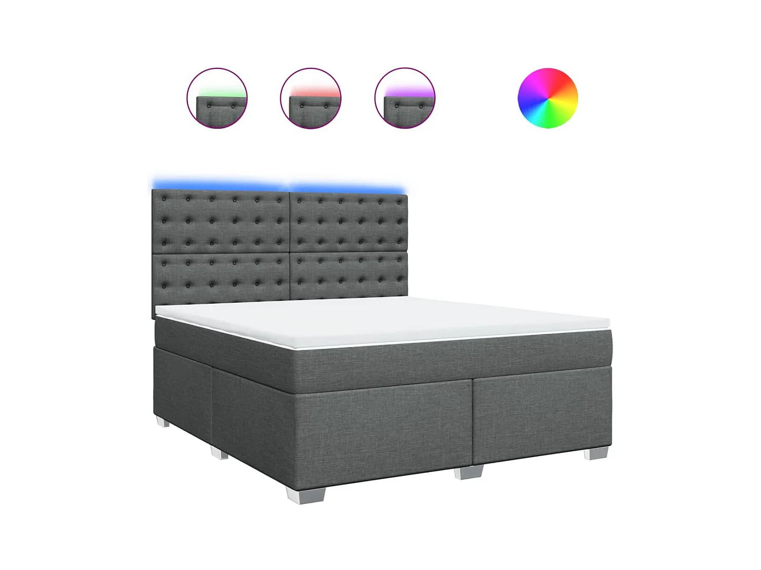 Sommier à lattes de lit avec matelas Gris foncé 180x200cm Tissu