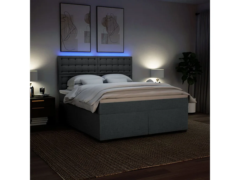 Giroletto a Molle con Materasso Grigio Scuro 180x200 cm Tessuto