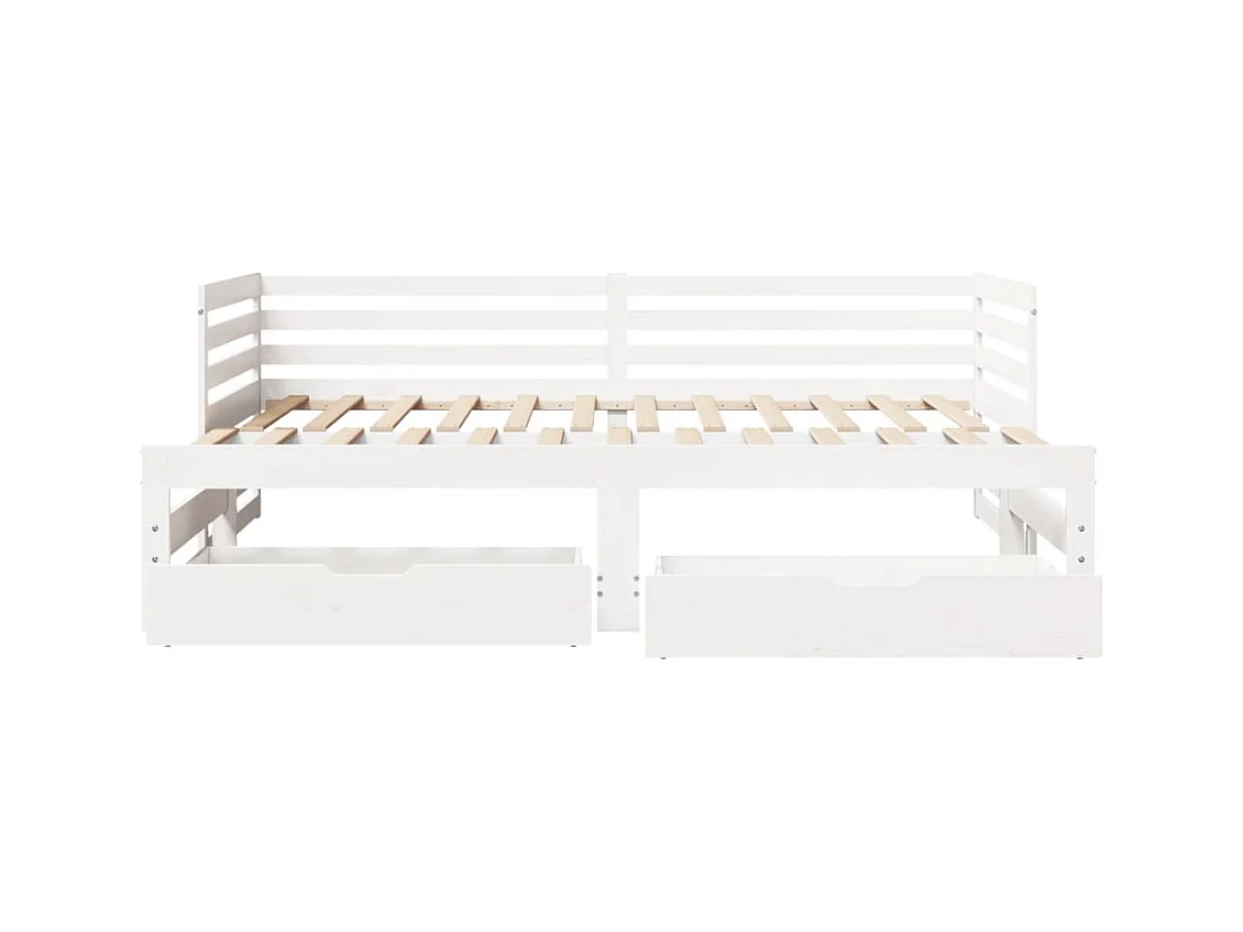 Lit de jour et tiroirs sans matelas blanc 90x200 cm bois massif