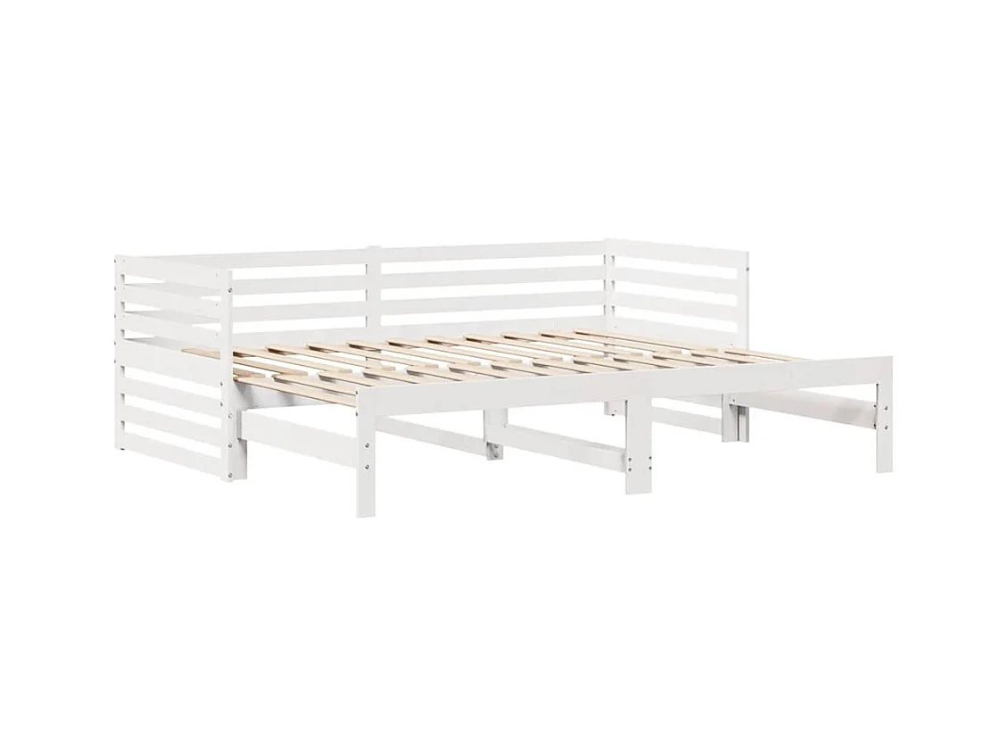 Lit de jour et tiroirs sans matelas blanc 90x200 cm bois massif