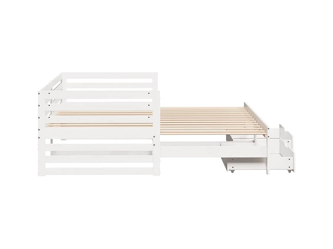 Lit de jour et tiroirs sans matelas blanc 90x200 cm bois massif