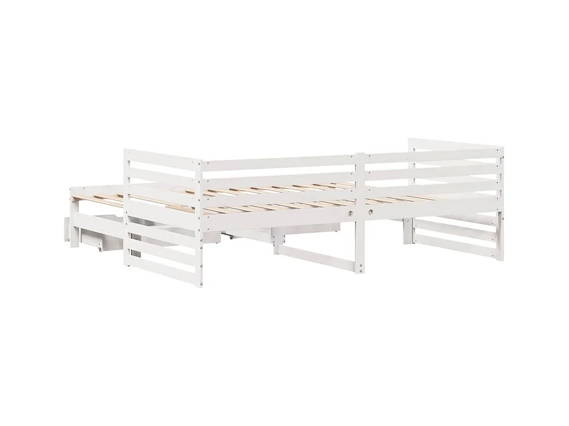 Lit de jour et tiroirs sans matelas blanc 90x200 cm bois massif