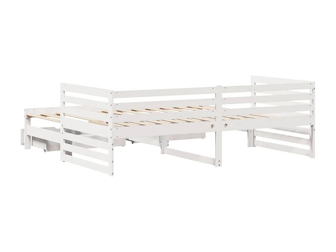 Lit de jour et tiroirs sans matelas blanc 90x200 cm bois massif