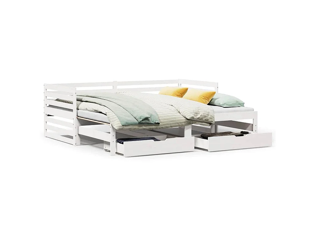 Sofá-cama c/ gavetas 90x200cm madeira de pinho maciça branco