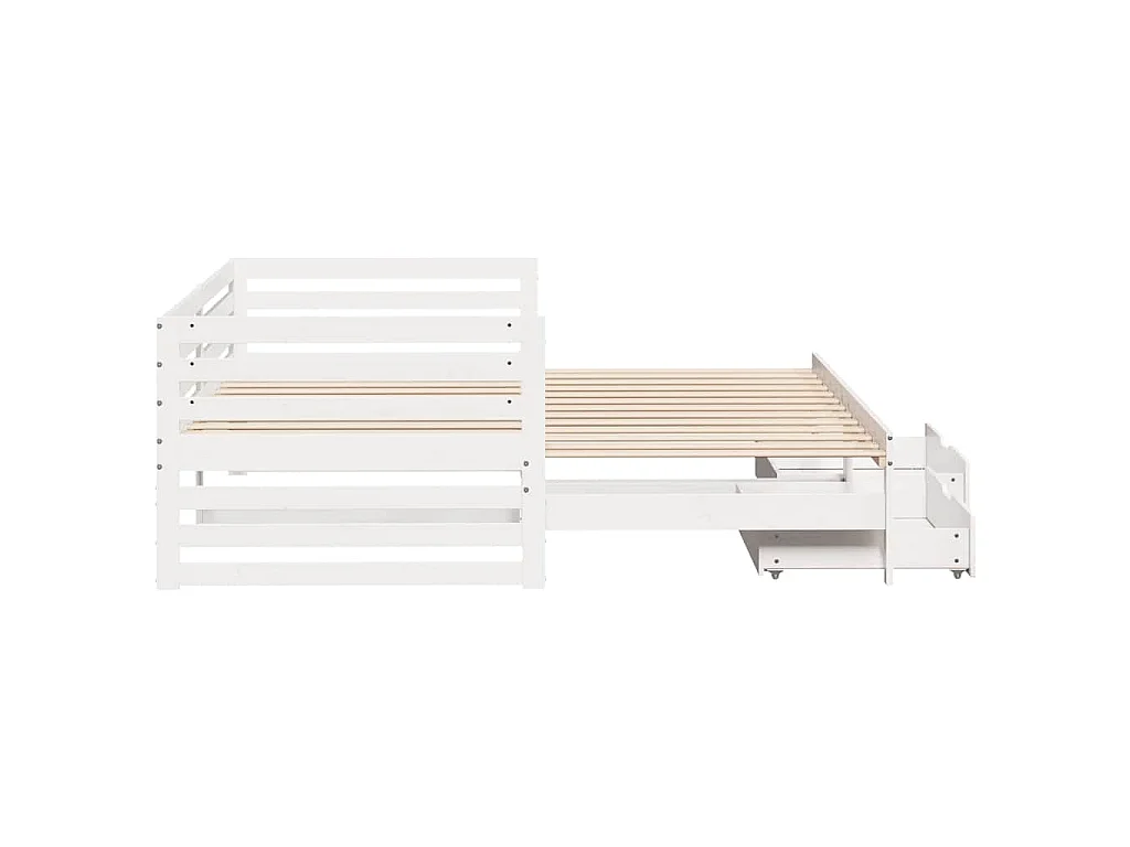 Sofá-cama c/ gavetas 90x200cm madeira de pinho maciça branco