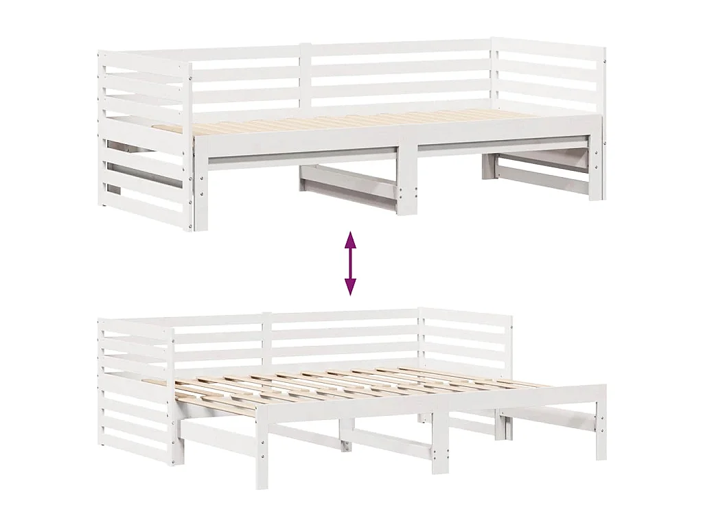 Sofá-cama c/ gavetas 90x200cm madeira de pinho maciça branco