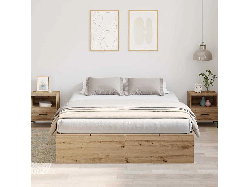 Bedframe met opslag artisanaal eikenkleurig 190 x 140 x 31.5 cm