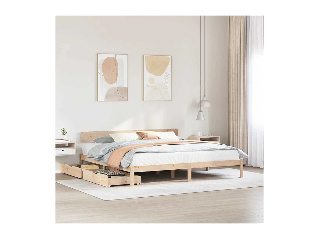 Letto senza Materasso 180x200 cm in Legno Massello di Pino