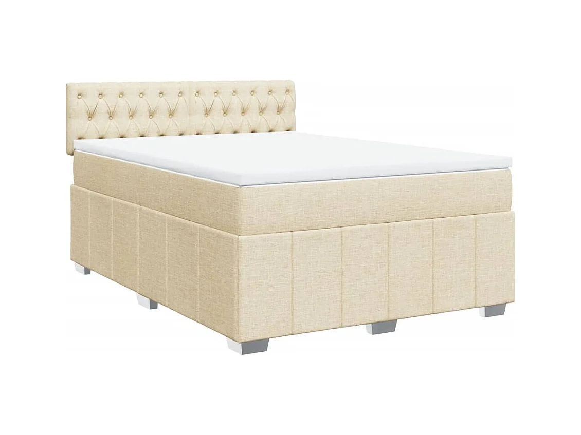 Sommier à lattes de lit avec matelas Crème 140x200 cm Tissu