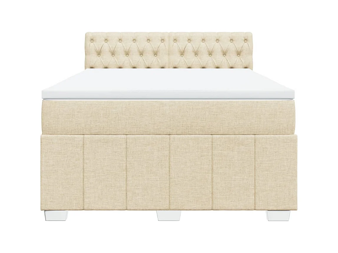 Sommier à lattes de lit avec matelas Crème 140x200 cm Tissu
