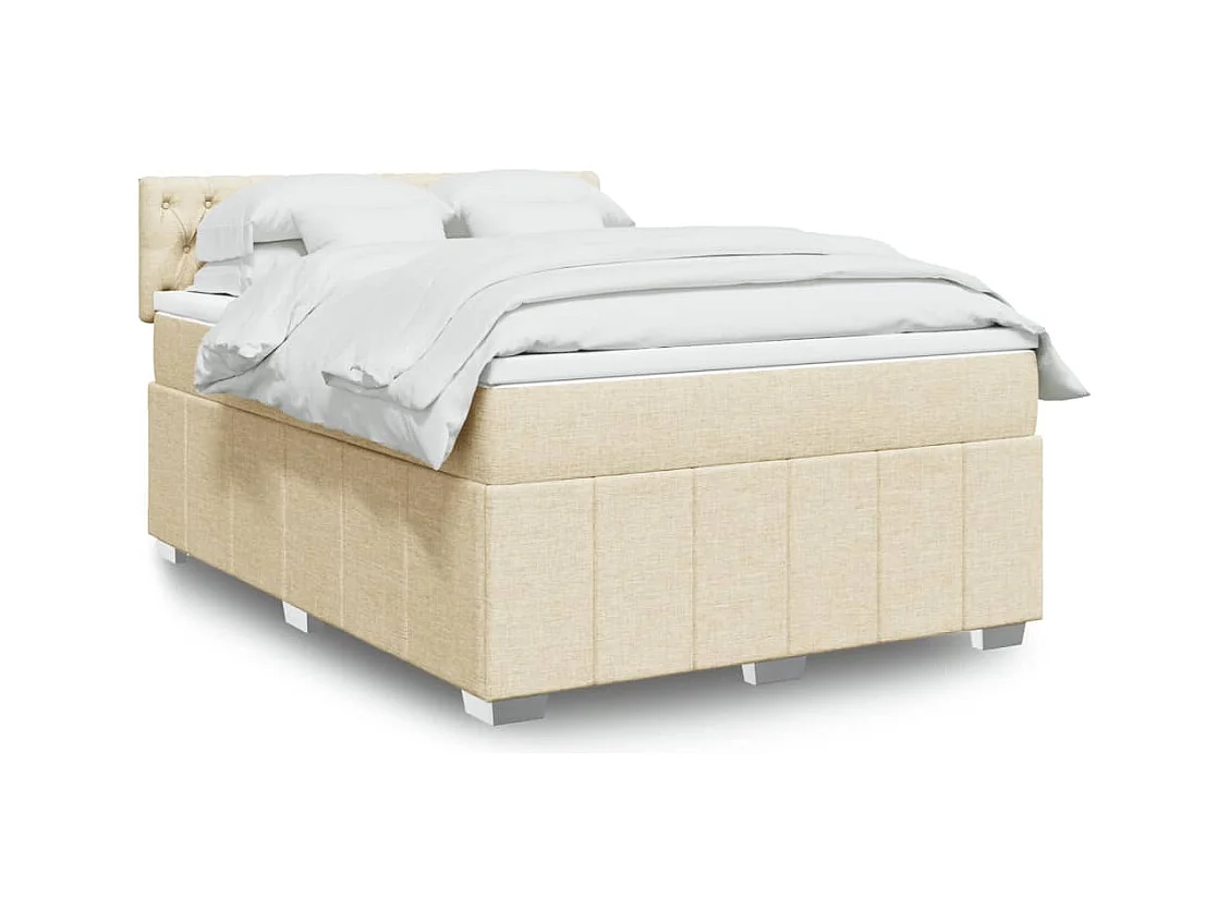 Sommier à lattes de lit avec matelas Crème 140x200 cm Tissu