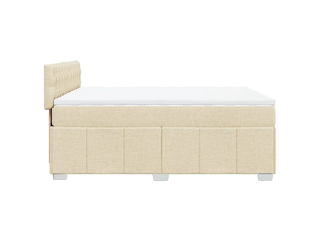 Cama box spring con colchón tela color crema 140x200 cm