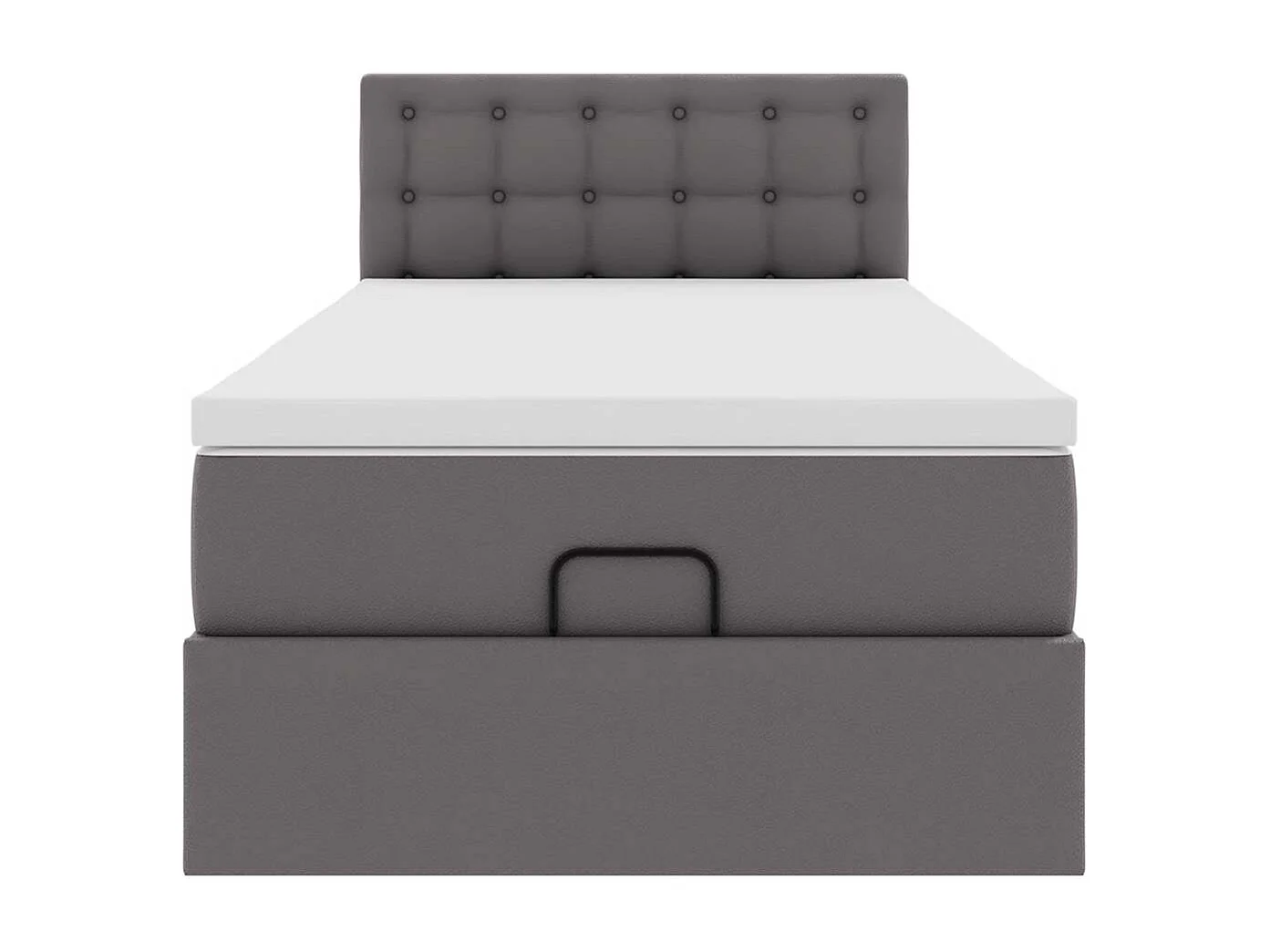 Lit ottoman avec matelas gris 90x200 cm similicuir