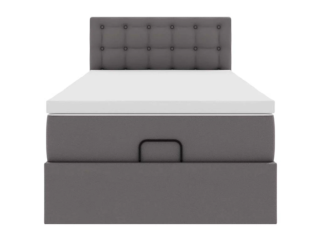 Lit ottoman avec matelas gris 90x200 cm similicuir