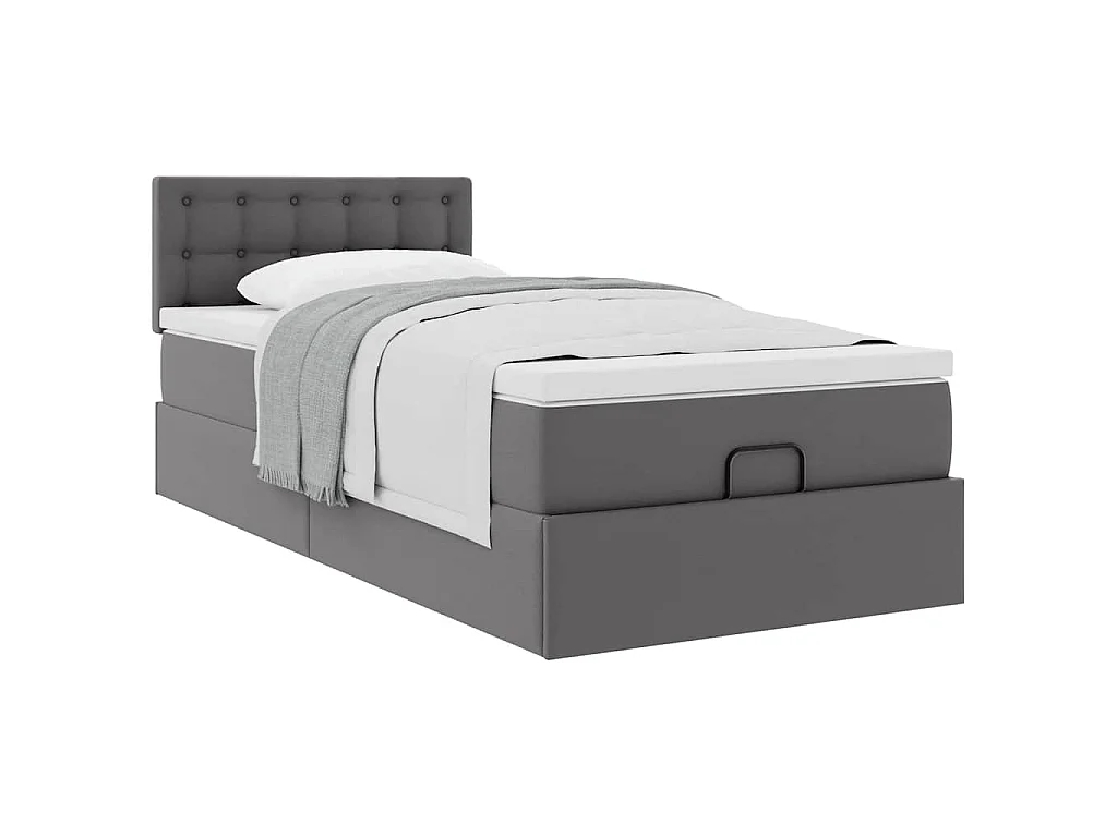 Ottomaanse bed met matras 90x200cm kunstleer grijs