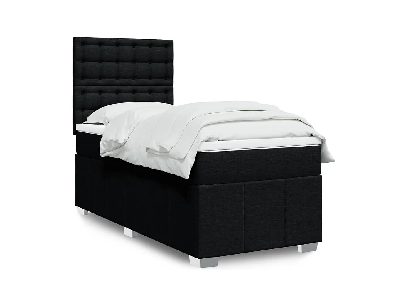 Sommier à lattes de lit avec matelas Noir 90x190 cm Tissu