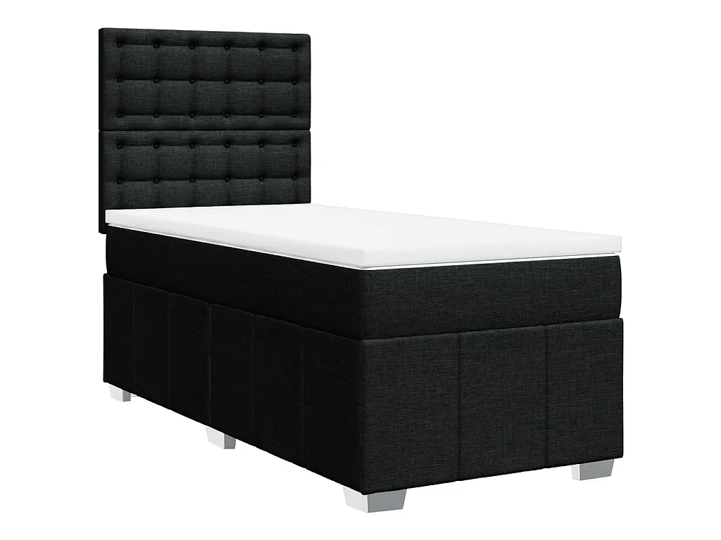 Sommier à lattes de lit avec matelas Noir 90x190 cm Tissu