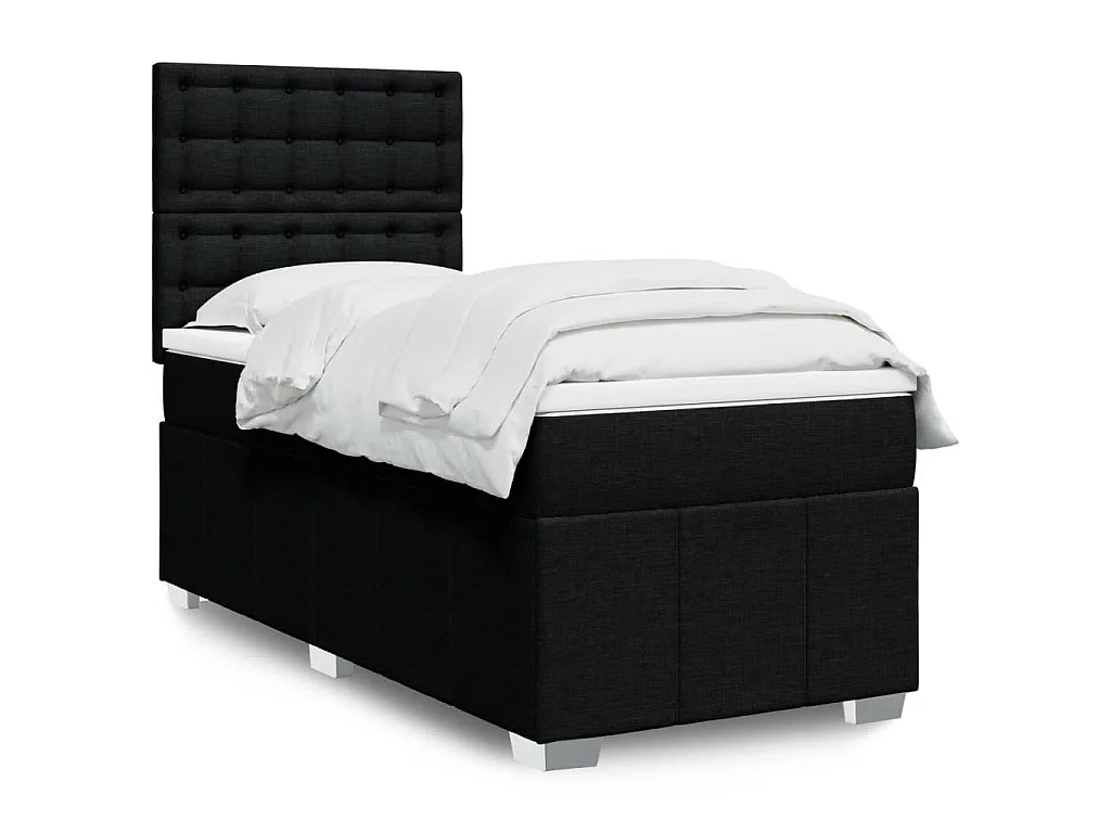 Sommier à lattes de lit avec matelas Noir 90x190 cm Tissu
