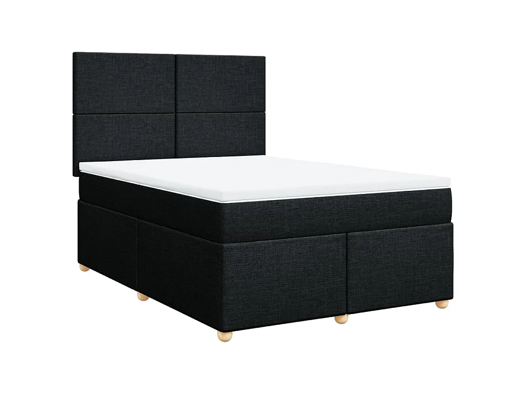 Sommier à lattes de lit avec matelas Noir 140x190 cm Tissu