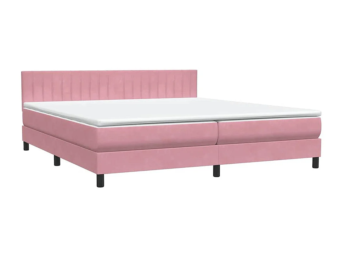 Sommier à lattes de lit avec matelas rose 180x210 cm velours