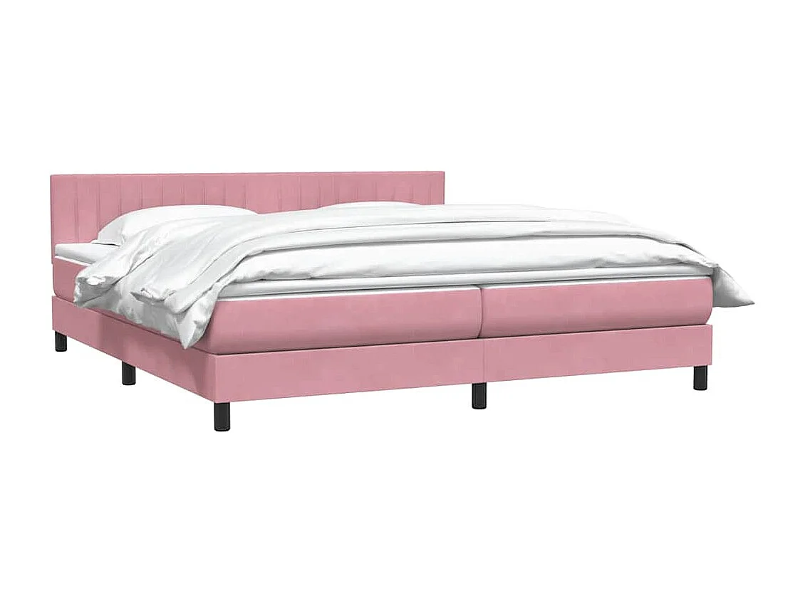 Cama box spring con colchón terciopelo rosa 180x210 cm