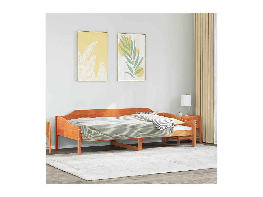 Cadre de lit sans matelas cire marron 90x190 cm bois pin massif