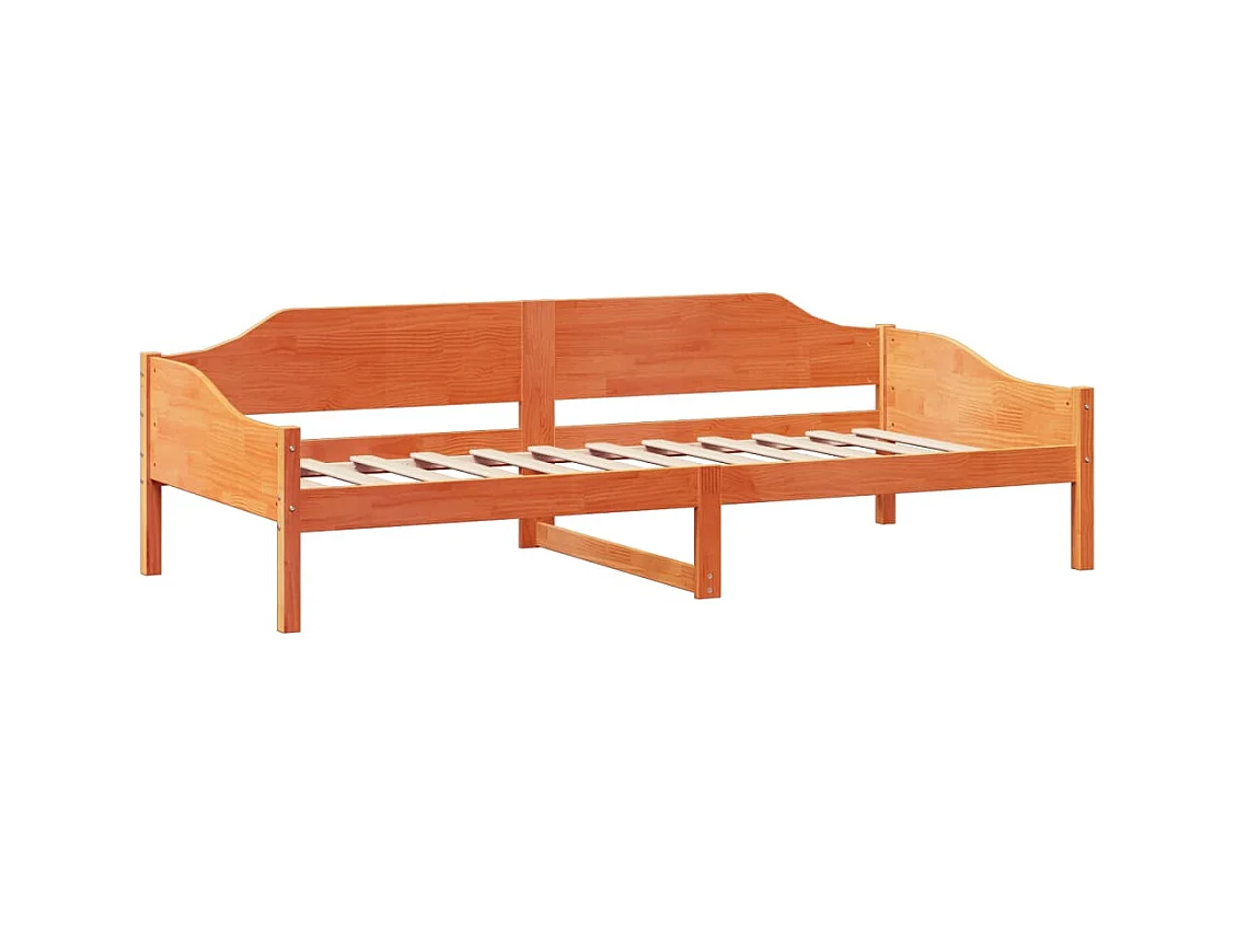 Massivholzbett ohne Matratze Wachsbraun 90x190 cm Kiefernholz