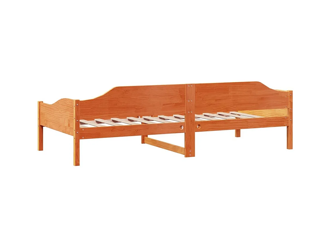 Massivholzbett ohne Matratze Wachsbraun 90x190 cm Kiefernholz