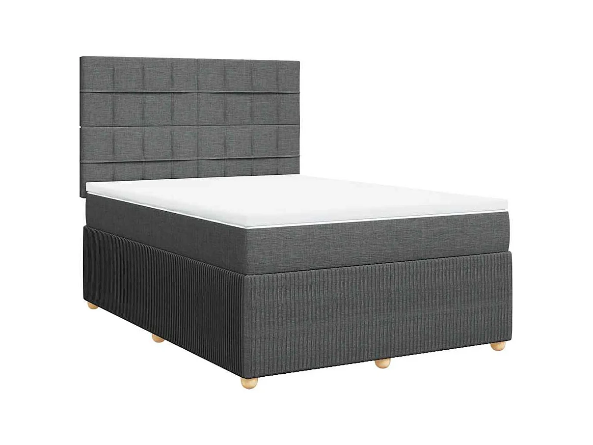 Sommier à lattes de lit avec matelas Gris foncé 140x190cm Tissu